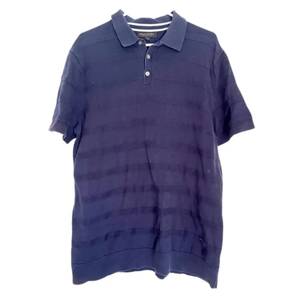Banana Republic Men’s woven polo‎ size L navy blue